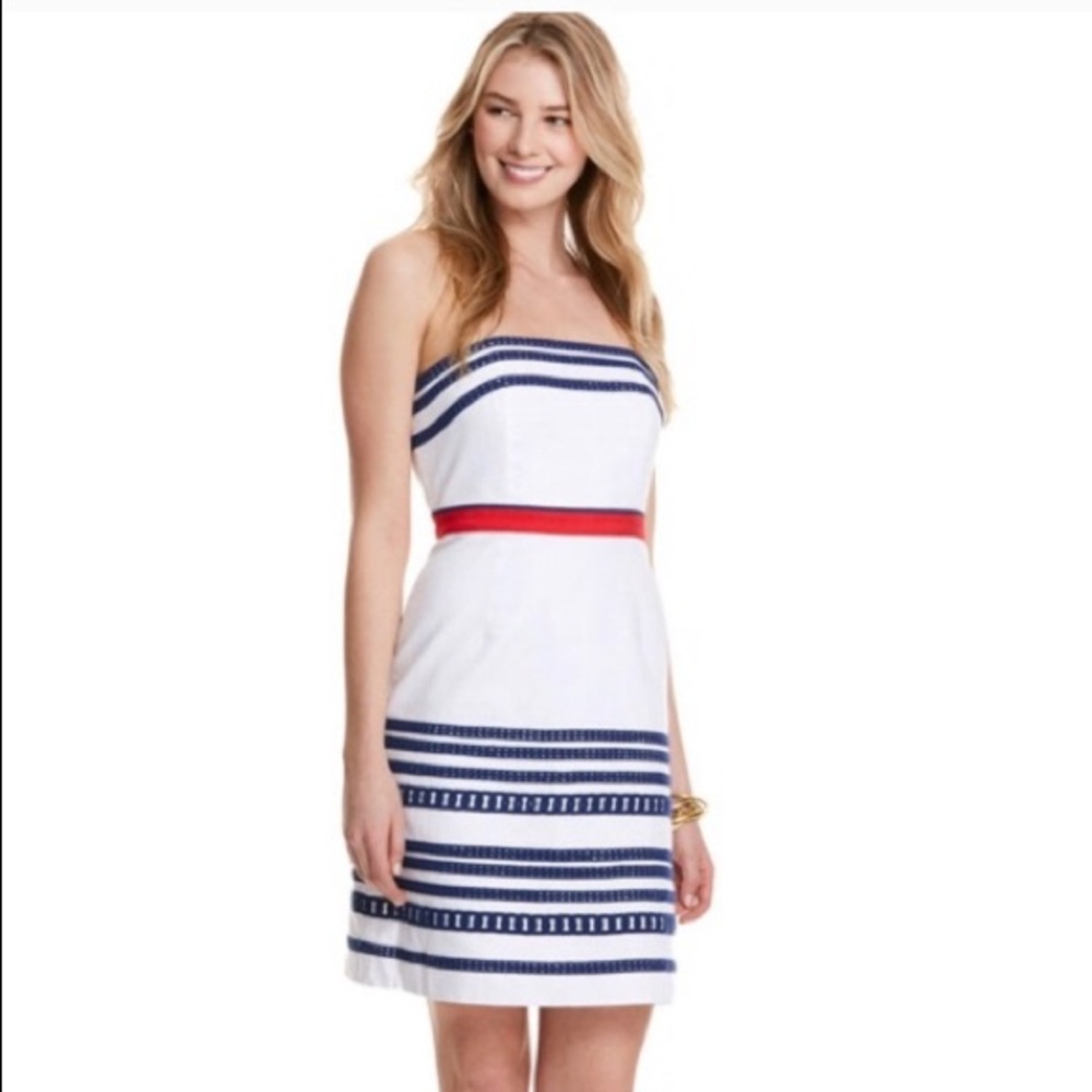 Vineyard Vines textured cotton strapless dress
